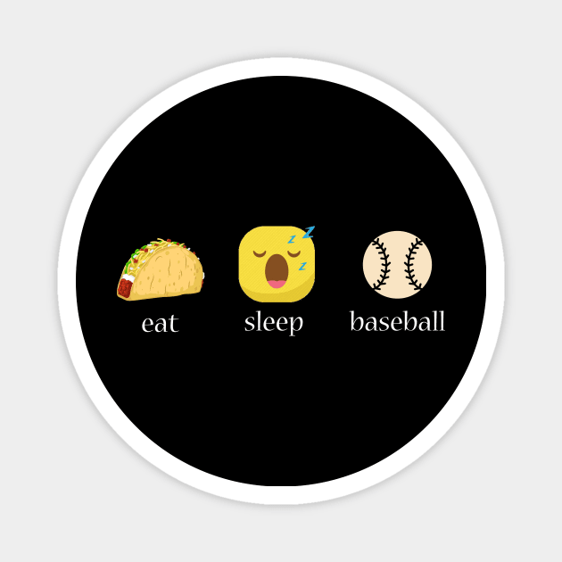 Eat sleep baseball repeat emoji emoticons graphic Magnet by MarrinerAlex